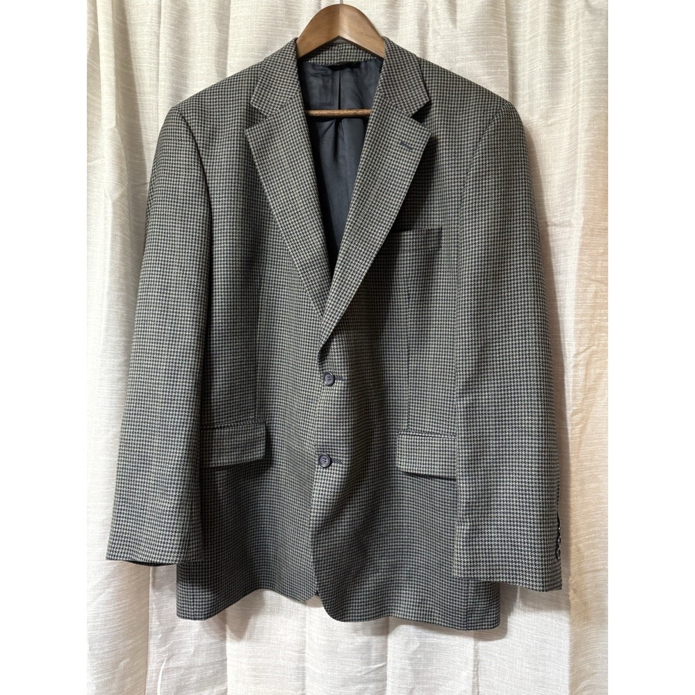 Men's Jos A Bank Sport Coat Men's 44R Wool Houndstooth Plaid Two Button